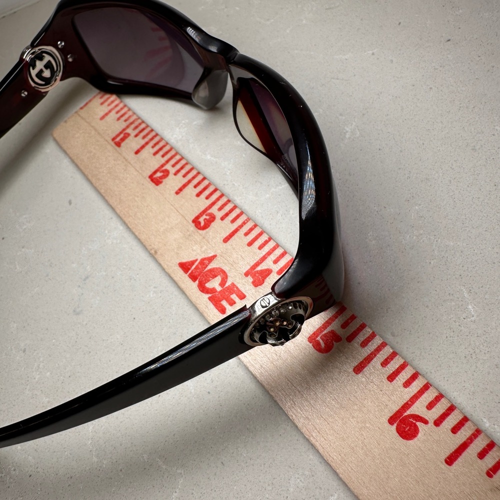Vintage Y2K GUCCI Sunglasses Womens Burgundy Square Ball Joint Hinge Safilo - Picture 11 of 13